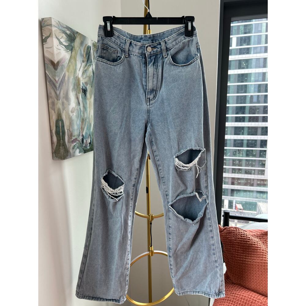 Cider | Wide-Leg Distressed Jeans | Size Small
